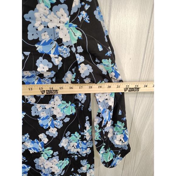 Women's Dark Floral Fairy Peasant Top Size M Pockets Festival Casual Office - Picture 8 of 8